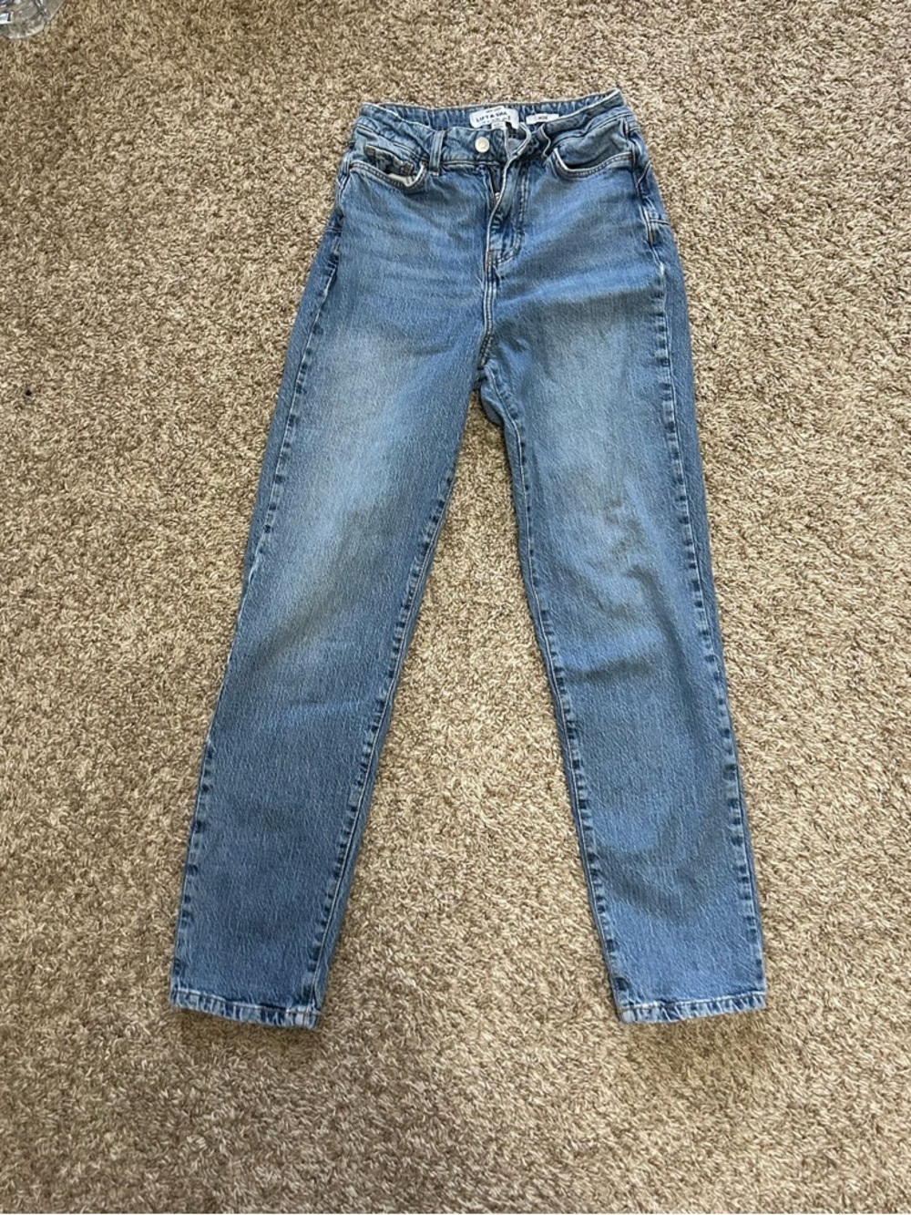 New Look High-Rise Straight Leg Jeans - Light Blue Denim